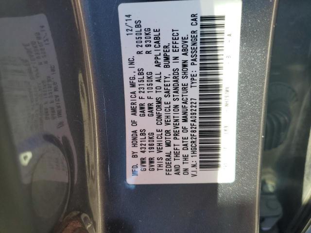 Photo 10 from auction – 2015 HONDA ACCORD EXL with VIN 1HGCR2F82FA092227