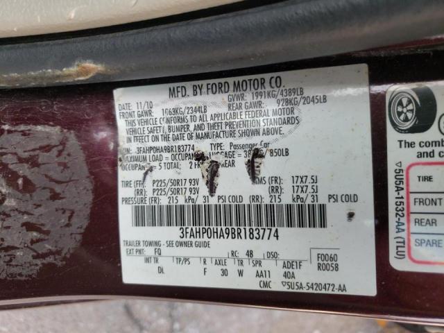 Photo 10 from auction – 2011 FORD FUSION SE with VIN 3FAHP0HA9BR183774