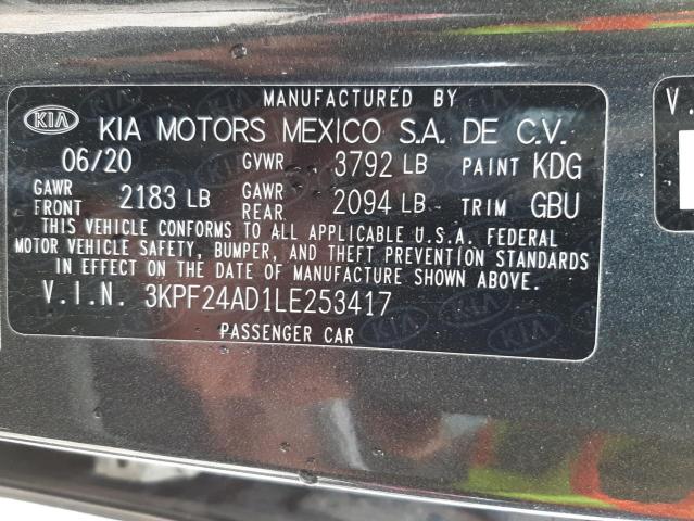 Photo 10 from auction – 2020 KIA FORTE FE with VIN 3KPF24AD1LE253417