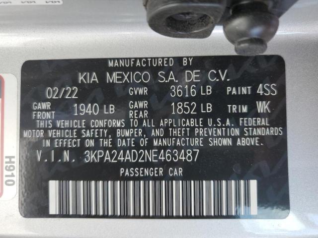 Photo 10 from auction – 2022 KIA RIO LX with VIN 3KPA24AD2NE463487