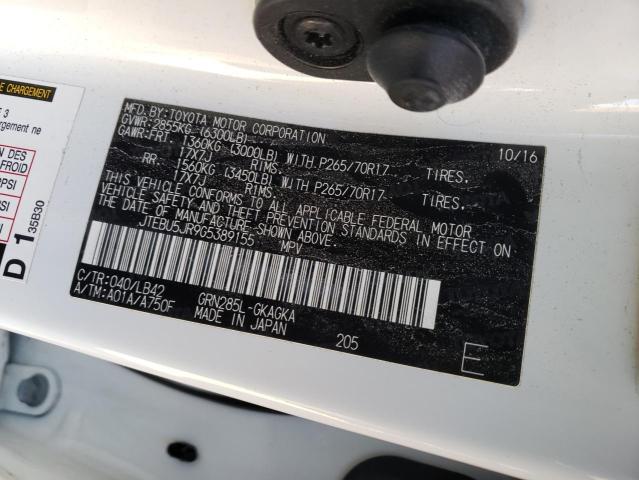 Photo 10 from auction – 2016 TOYOTA 4RUNNER SR with VIN JTEBU5JR9G5389155