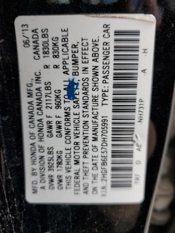 Photo 10 from auction – 2013 HONDA CIVIC SI with VIN 2HGFB6E57DH705991