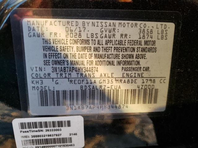 Photo 10 from auction – 2017 NISSAN SENTRA S with VIN 3N1AB7AP4HY344874