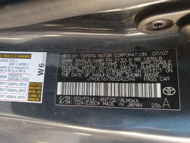 Photo 10 from auction – 2008 TOYOTA TC with VIN JTKDE167380242394