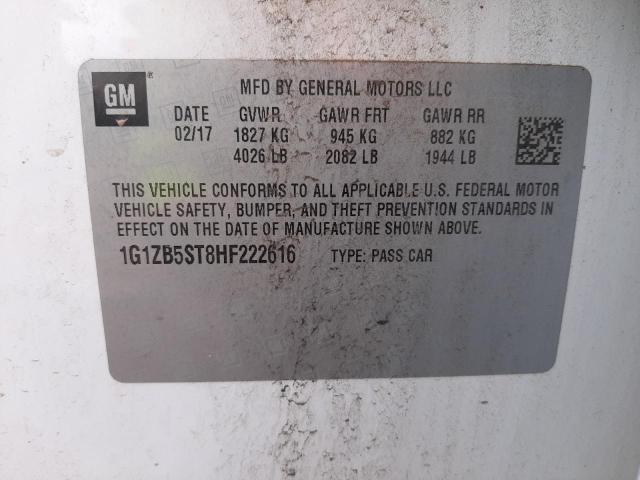 Photo 10 from auction – 2017 CHEVROLET MALIBU LS with VIN 1G1ZB5ST8HF222616