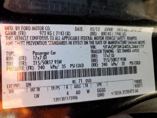 Photo 10 from auction – 2013 FORD FOCUS SE with VIN 1FADP3K24DL344177