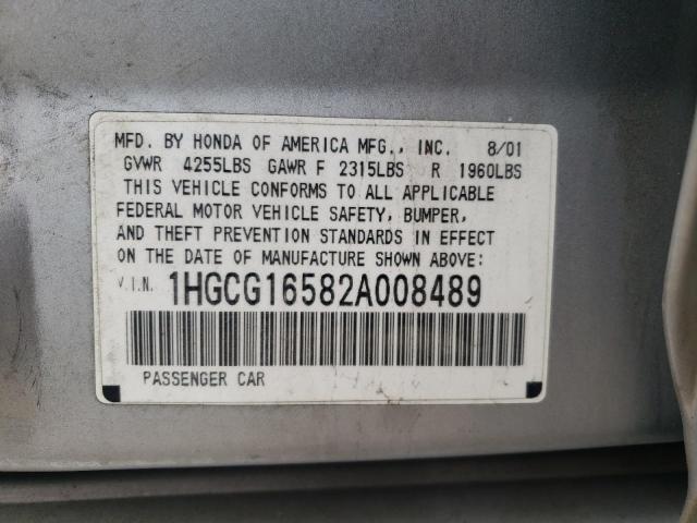 Photo 10 from auction – 2002 HONDA ACCORD EX with VIN 1HGCG16582A008489