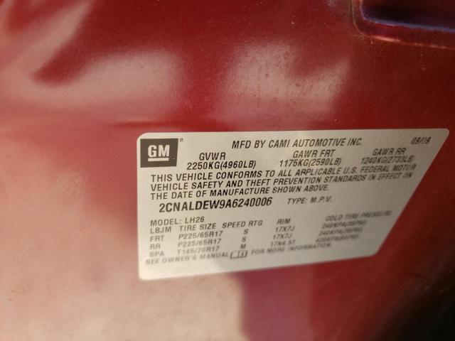 Photo 10 from auction – 2010 CHEVROLET EQUINOX LT with VIN 2CNALDEW9A6240006