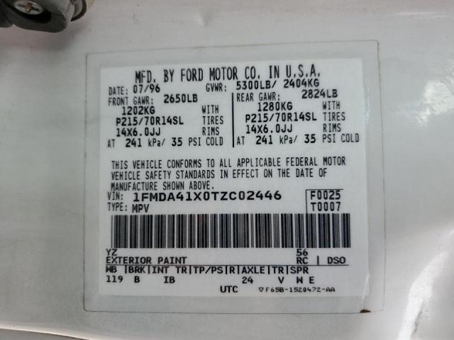 Photo 10 from auction – 1996 FORD AEROSTAR with VIN 1FMDA41X0TZC02446