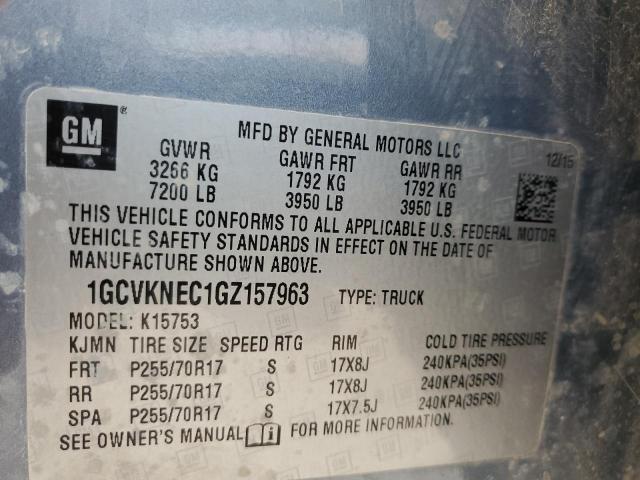 Photo 10 from auction – 2016 CHEVROLET SILVERADO with VIN 1GCVKNEC1GZ157963