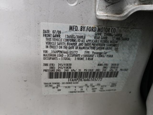 Photo 10 from auction – 2010 FORD TAURUS SHO with VIN 1FAHP2KT6AG105772