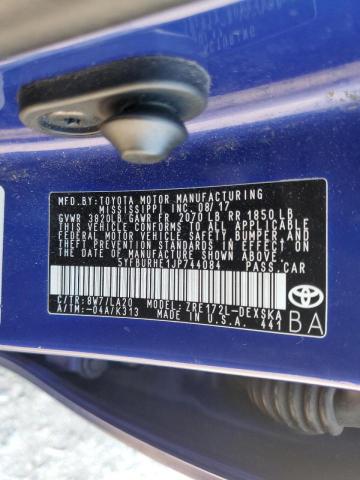 Photo 10 from auction – 2018 TOYOTA COROLLA L with VIN 5YFBURHE1JP744084