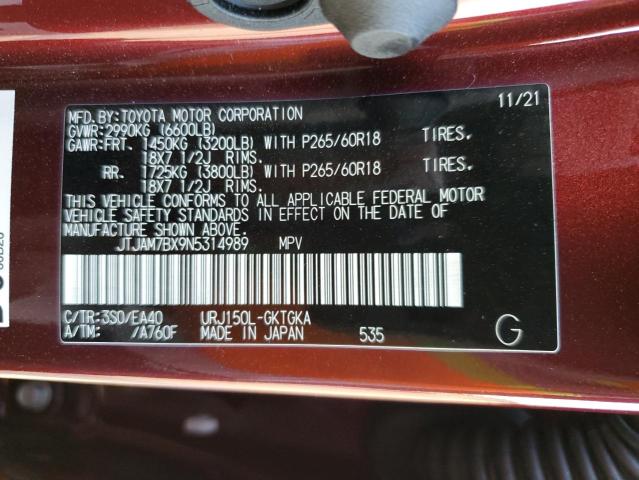Photo 10 from auction – 2022 LEXUS GX 460 with VIN JTJAM7BX9N5314989