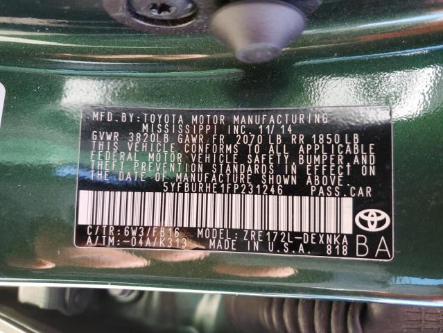 Photo 10 from auction – 2015 TOYOTA COROLLA L with VIN 5YFBURHE1FP231246