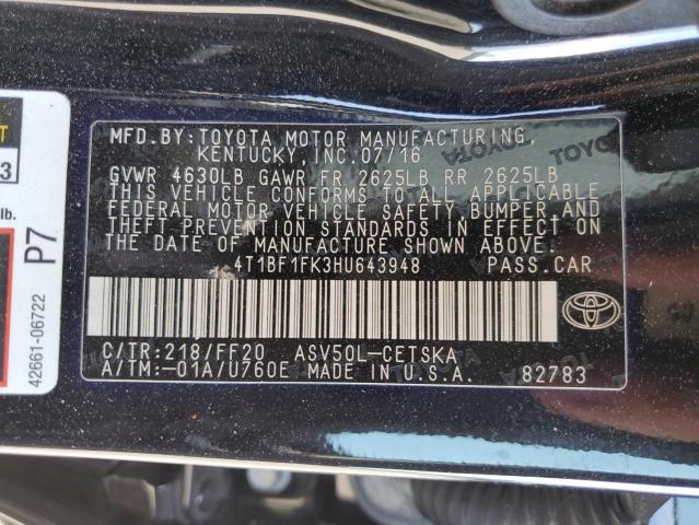 Photo 10 from auction – 2017 TOYOTA CAMRY LE with VIN 4T1BF1FK3HU643948