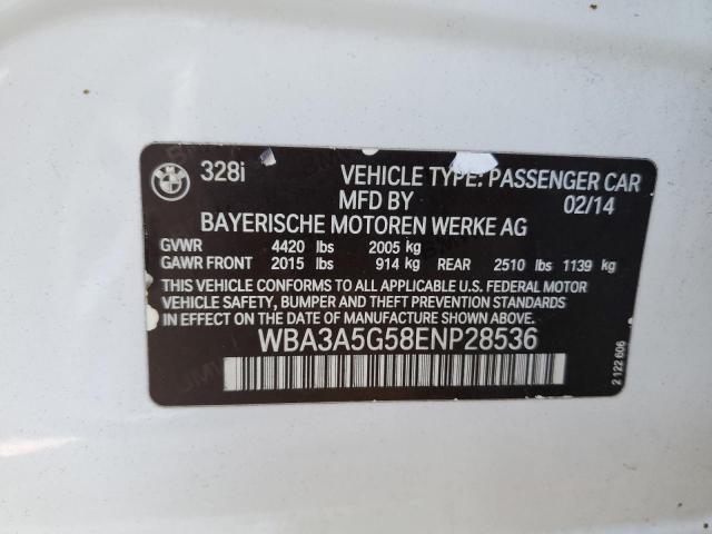 Photo 10 from auction – 2014 BMW 328 I with VIN WBA3A5G58ENP28536