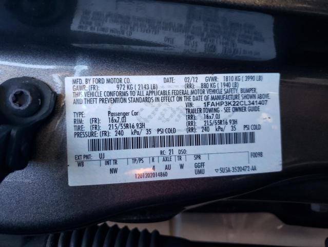 Photo 10 from auction – 2012 FORD FOCUS SE with VIN 1FAHP3K22CL341407