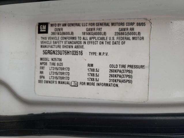 Photo 10 from auction – 2006 HUMMER H2 with VIN 5GRGN23U76H103516