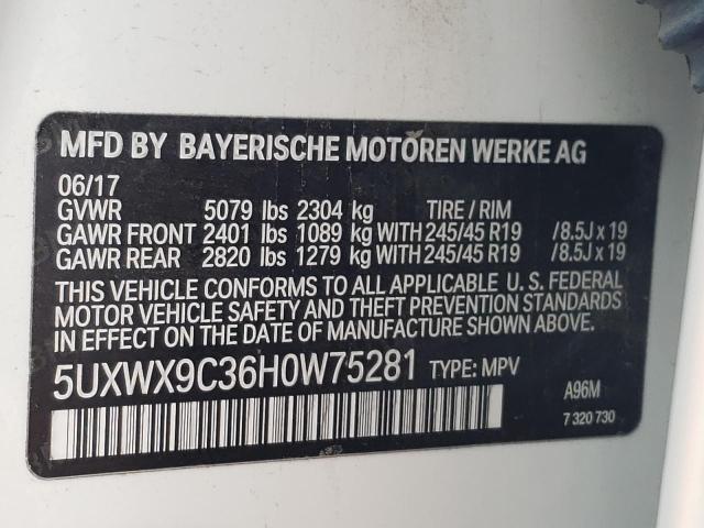 Photo 10 from auction – 2017 BMW X3 XDRIVE2 with VIN 5UXWX9C36H0W75281