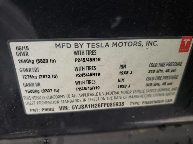 Photo 10 from auction – 2015 TESLA MODEL S 85 with VIN 5YJSA1H26FF085938