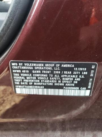 Photo 10 from auction – 2014 VOLKSWAGEN PASSAT S with VIN 1VWAT7A38EC059443