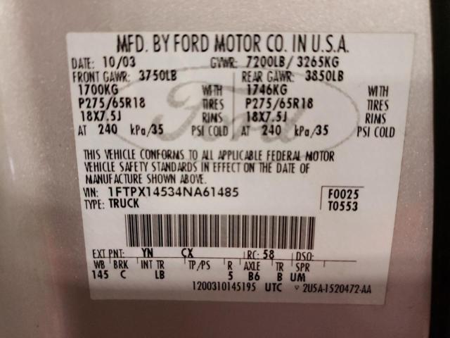 Photo 10 from auction – 2004 FORD F-150 with VIN 1FTPX14534NA61485