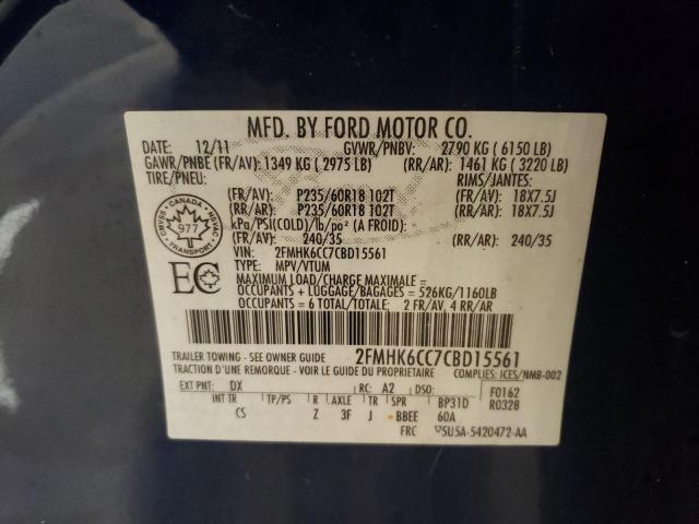 Photo 10 from auction – 2012 FORD FLEX SEL with VIN 2FMHK6CC7CBD15561