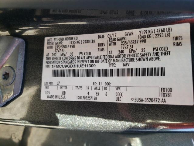 Photo 10 from auction – 2017 FORD ESCAPE SE with VIN 1FMCU9GD3HUE11309
