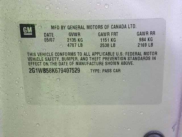 Photo 10 from auction – 2007 CHEVROLET IMPALA LS with VIN 2G1WB58K679407529