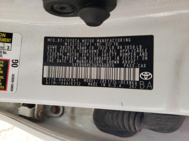 Photo 10 from auction – 2016 TOYOTA COROLLA L with VIN 5YFBURHE3GP465874
