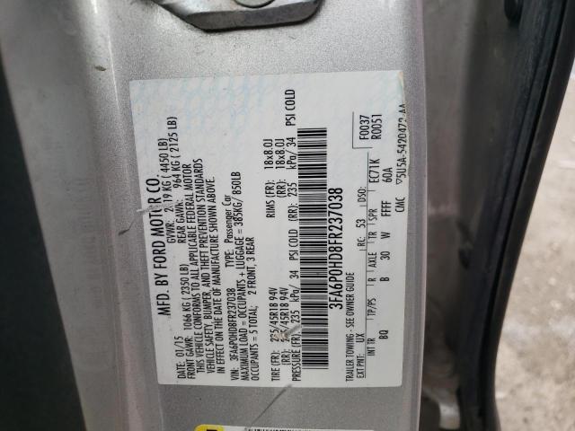 Photo 10 from auction – 2015 FORD FUSION SE with VIN 3FA6P0HD8FR237038