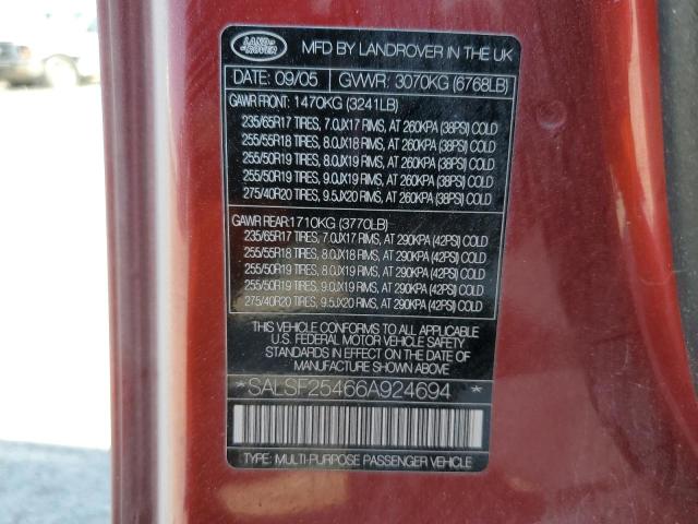 Photo 10 from auction – 2006 LAND ROVER RANGE ROVE with VIN SALSF25466A924694