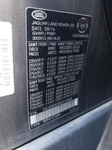 صورة رقم 10 من المزاد - 2016 LAND ROVER RANGE ROVE مع VIN SALWR2KF5GA110648