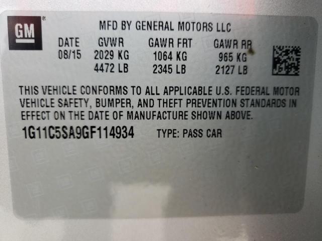 Photo 10 from auction – 2016 CHEVROLET MALIBU LIM with VIN 1G11C5SA9GF114934