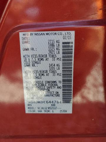 Foto 10 de la subasta – 2015 NISSAN PATHFINDER con VIN 5N1AR2MN3FC644784