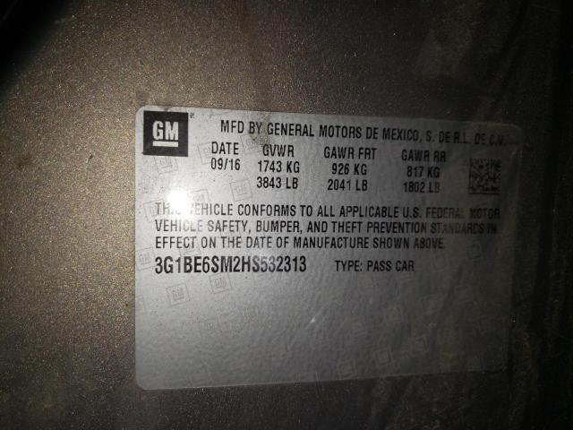 Photo 10 from auction – 2017 CHEVROLET CRUZE LT with VIN 3G1BE6SM2HS532313