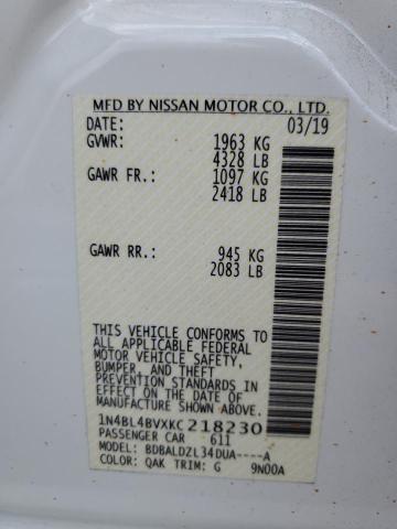 Photo 10 from auction – 2019 NISSAN ALTIMA with VIN 1N4BL4BVXKC218230