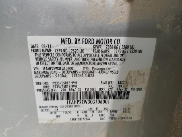 Photo 10 from auction – 2012 FORD TAURUS SEL with VIN 1FAHP2EW3CG106001