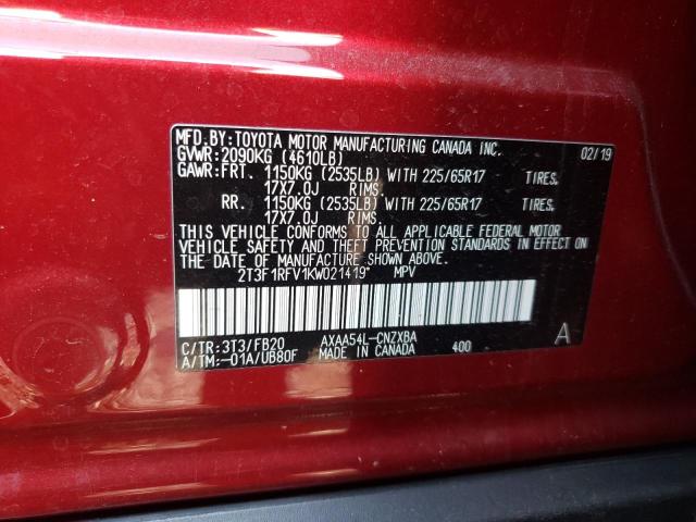 Photo 10 from auction – 2019 TOYOTA RAV4 LE with VIN 2T3F1RFV1KW021419