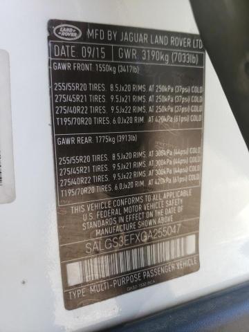 Photo 10 from auction – 2016 LAND ROVER RANGE ROVE with VIN SALGS3EFXGA255047