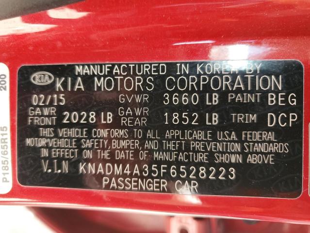Photo 10 from auction – 2015 KIA RIO LX with VIN KNADM4A35F6528223