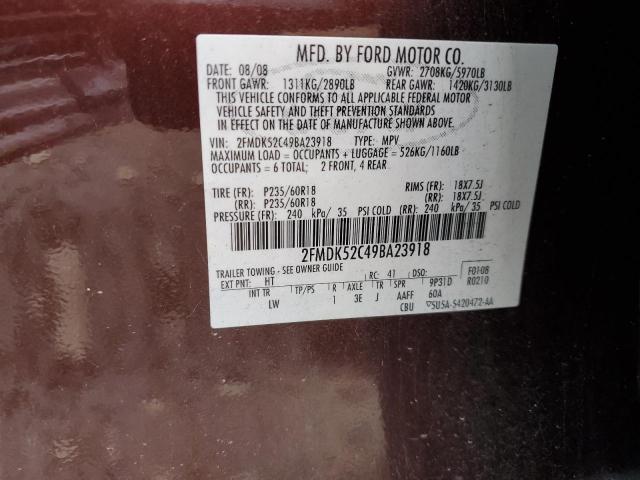 Photo 10 from auction – 2009 FORD FLEX SEL with VIN 2FMDK52C49BA23918