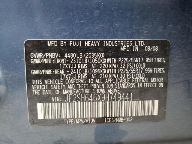 Photo 10 from auction – 2009 SUBARU FORESTER 2 with VIN JF2SH646X9H749441