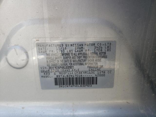 Photo 10 from auction – 2019 NISSAN VERSA S with VIN 3N1CN7AP4KL832923