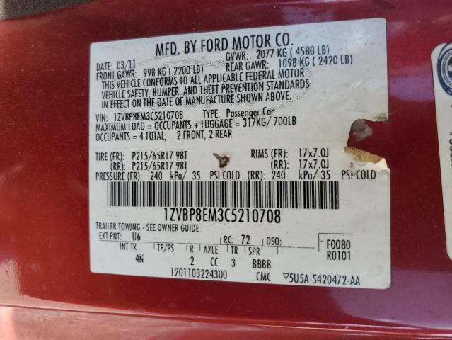 Photo 10 from auction – 2012 FORD MUSTANG with VIN 1ZVBP8EM3C5210708