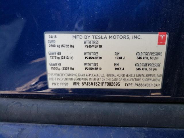 Photo 10 from auction – 2015 TESLA MODEL S 70 with VIN 5YJSA1S21FF082695