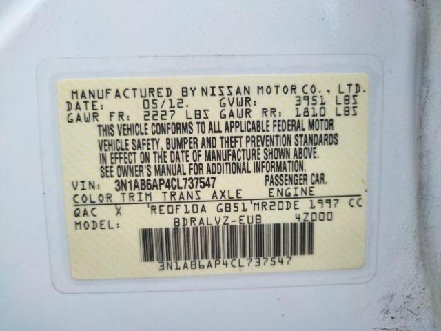Photo 10 from auction – 2012 NISSAN SENTRA 2.0 with VIN 3N1AB6AP4CL737547