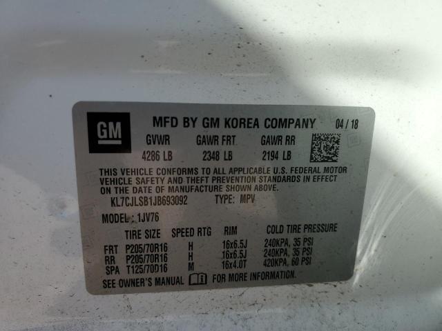 Photo 10 from auction – 2018 CHEVROLET TRAX 1LT with VIN KL7CJLSB1JB693092