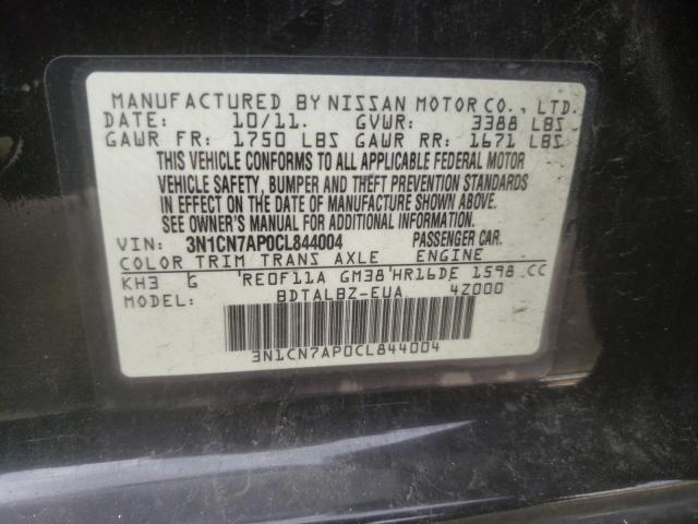 Photo 10 from auction – 2012 NISSAN VERSA S with VIN 3N1CN7AP0CL844004