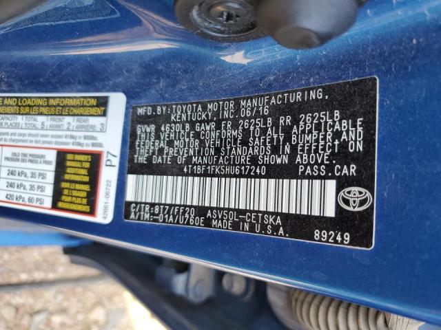 Photo 10 from auction – 2017 TOYOTA CAMRY LE with VIN 4T1BF1FK5HU617240